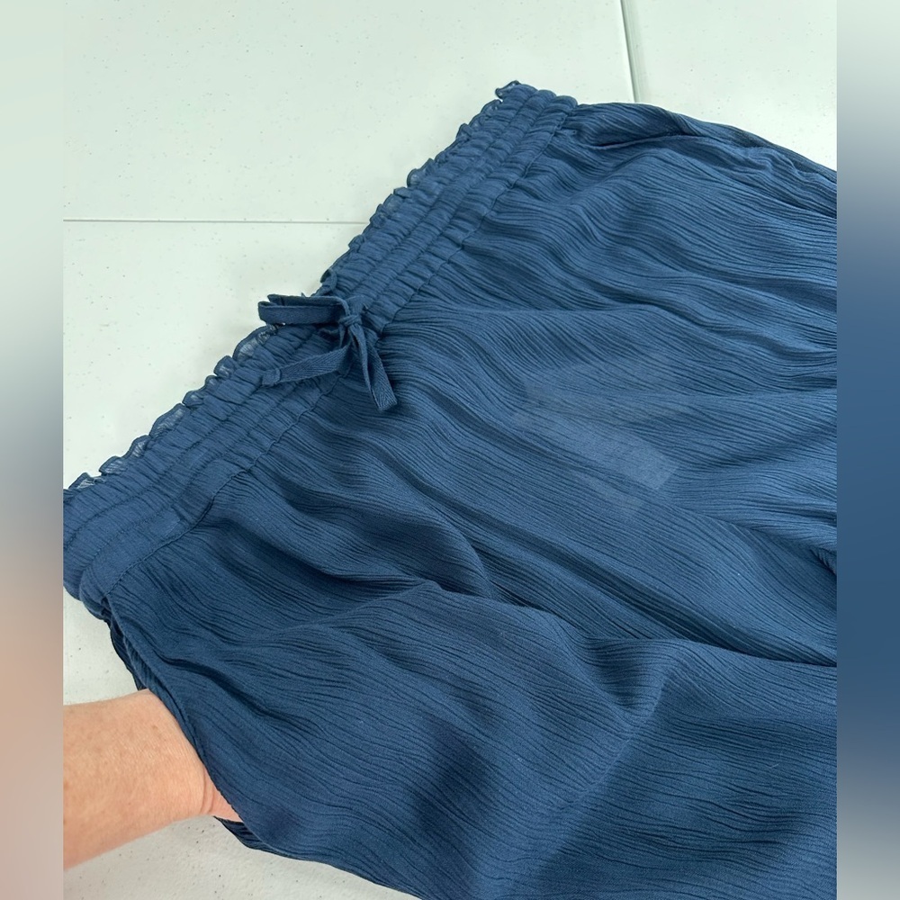 NWT Whistles Imogen Fluid Cropped Trouser Pants Navy Flowy Breezy Elastic Waist - Picture 10 of 12